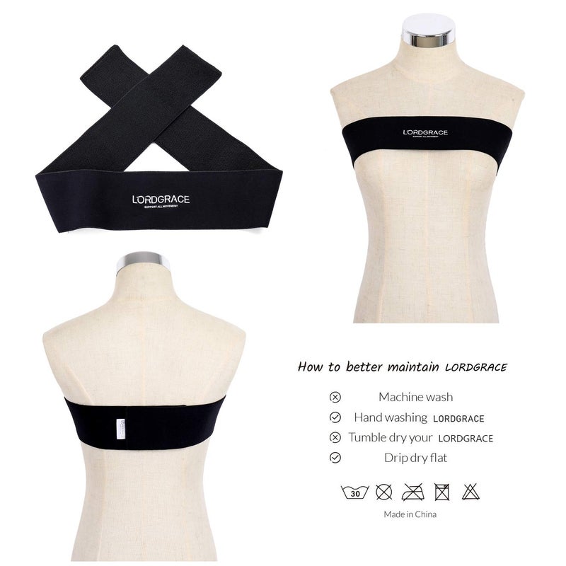 LORDGRACE Breast Support Band, No-Bounce, Adjustable Extra Sports Bra Strap, Stabilizer Band Black - Image 5